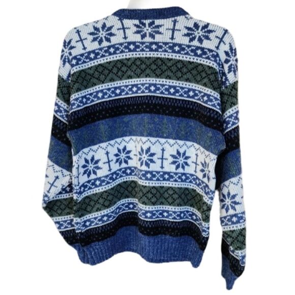SCANDIA Nordic Sweater Fair Isle Men's Small Vintage 80s 90s Made in USA - Picture 2 of 6